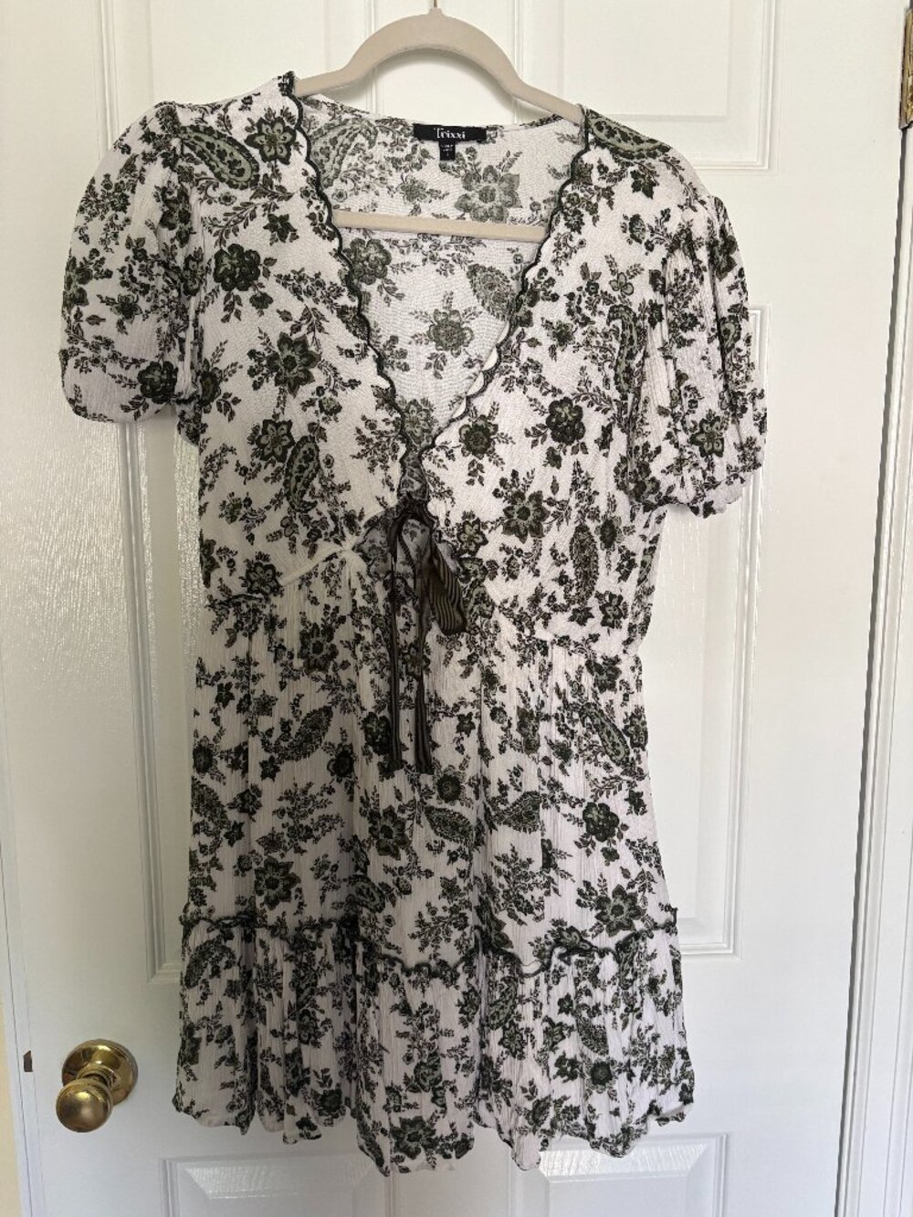 White and Green Paisley Dress
